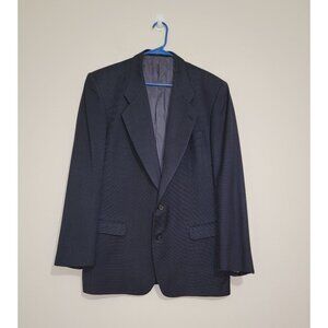Sergio Marcello Milano Suit Plaid Navy Blue  100% Wool Coat SZ 44L Pants SZ 38L